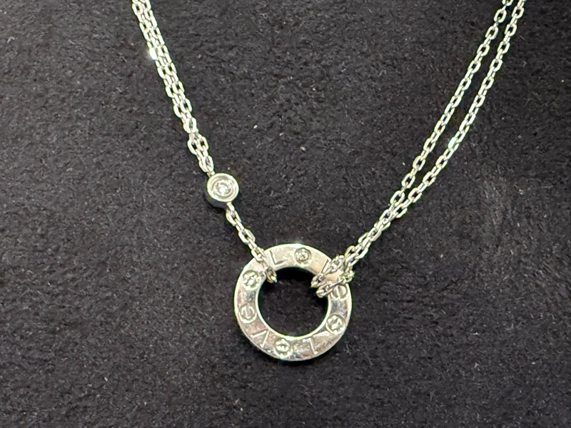 ✨ Cartier LOVE Necklace 18K白金兩鑽小圓餅吊墜項鏈 ✨-2