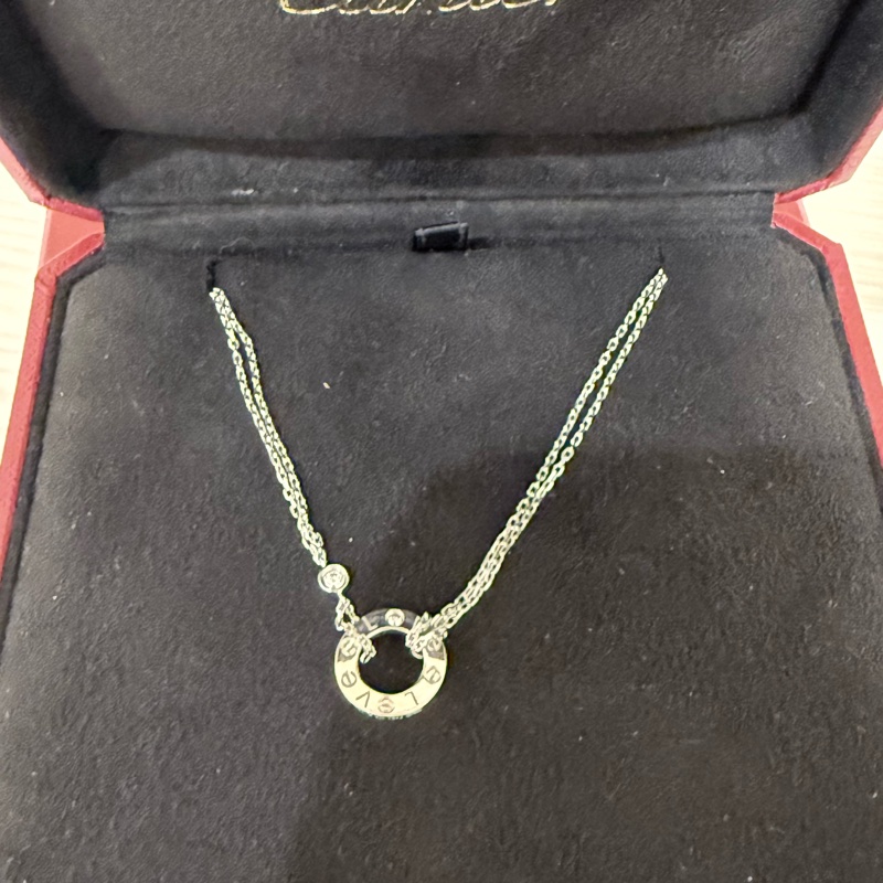 ✨ Cartier LOVE Necklace 18K白金兩鑽小圓餅吊墜項鏈 ✨-3