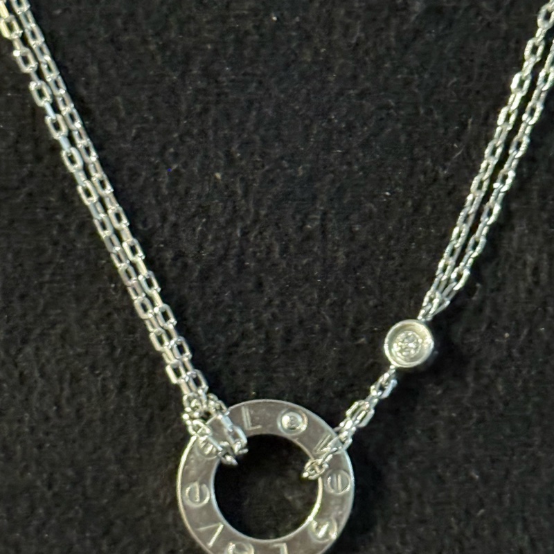 ✨ Cartier LOVE Necklace 18K白金兩鑽小圓餅吊墜項鏈 ✨-10