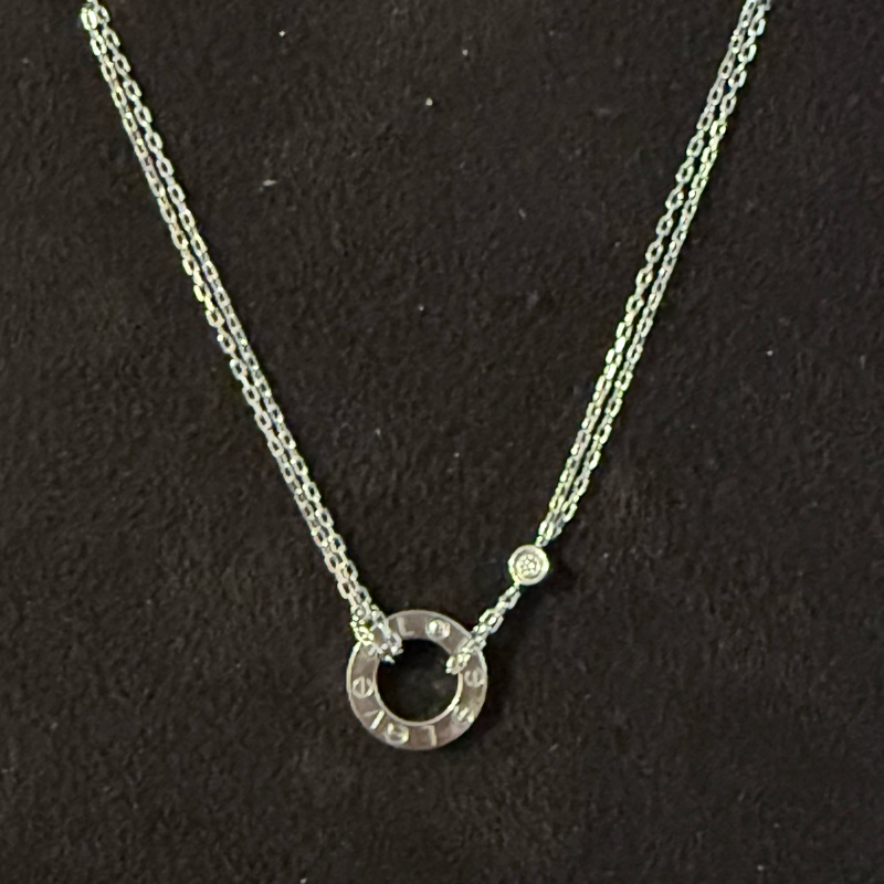 ✨ Cartier LOVE Necklace 18K白金兩鑽小圓餅吊墜項鏈 ✨-11