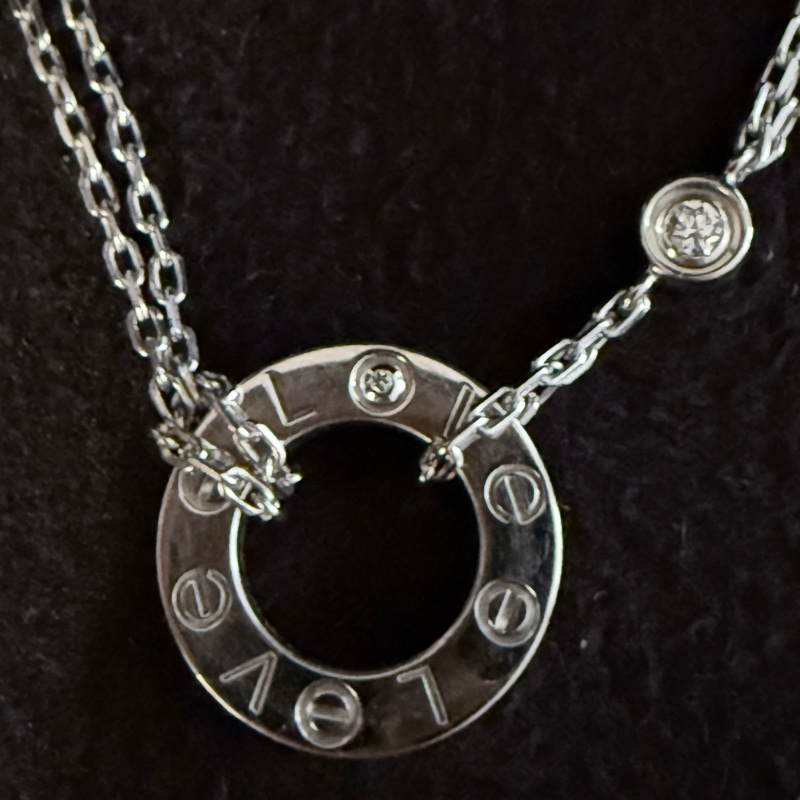 ✨ Cartier LOVE Necklace 18K白金兩鑽小圓餅吊墜項鏈 ✨-12