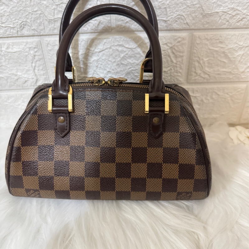 Lv LOUIS VUITTON MINI RIBERA N41436棋盤格小元寶手提包-9