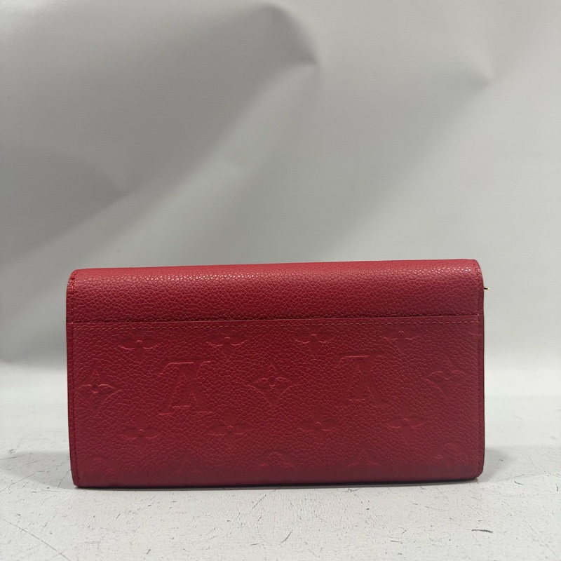 LV m61181 紅色牛皮壓紋金釦信封長夾 sarah-1