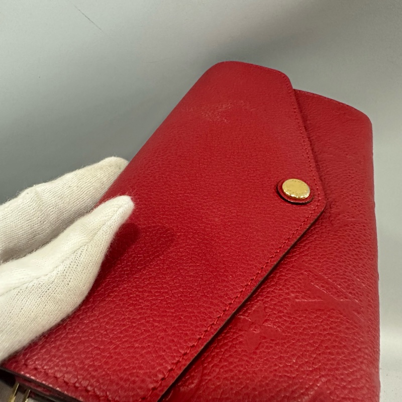 LV m61181 紅色牛皮壓紋金釦信封長夾 sarah-11