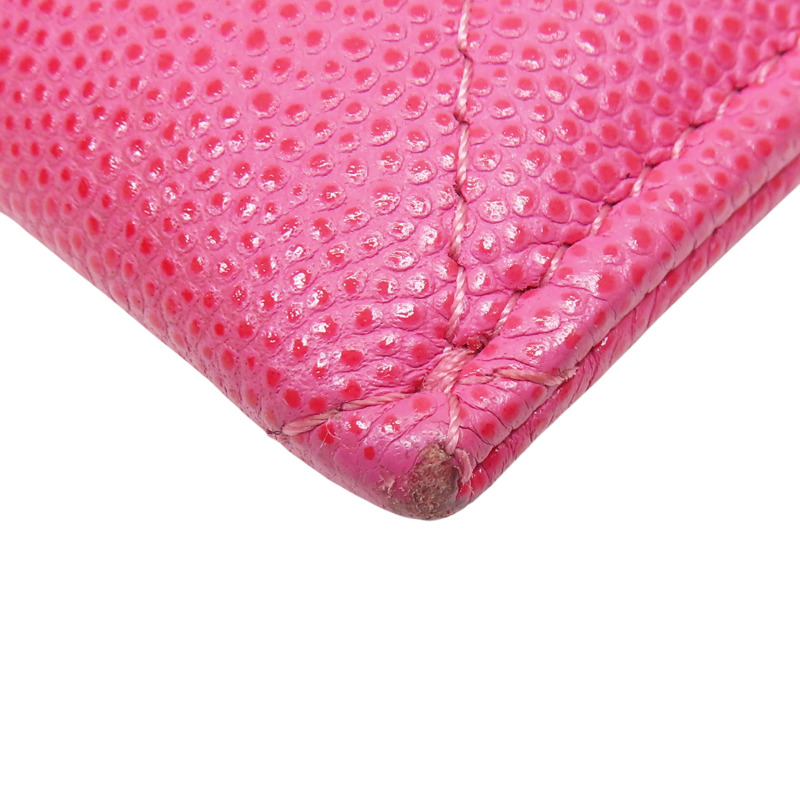 粉色 牛皮 菱格紋 荔枝紋 拉鍊長錢包 金扣-9