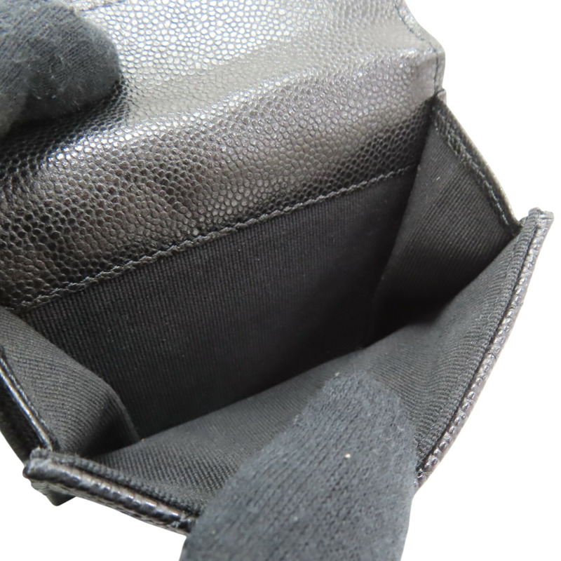 黑色 荔枝紋牛皮 三折短夾 AP0230-6