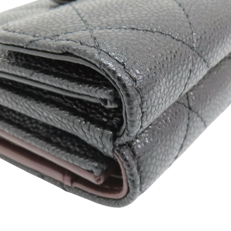 黑色 荔枝紋牛皮 三折短夾 AP0230-12