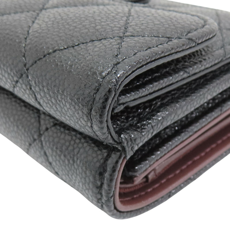 黑色 荔枝紋牛皮 三折短夾 AP0230-13