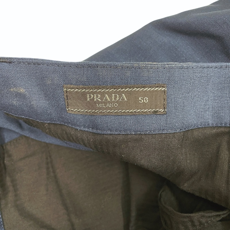 PRADA 普拉達 西裝褲 馬海毛 深藍色-5