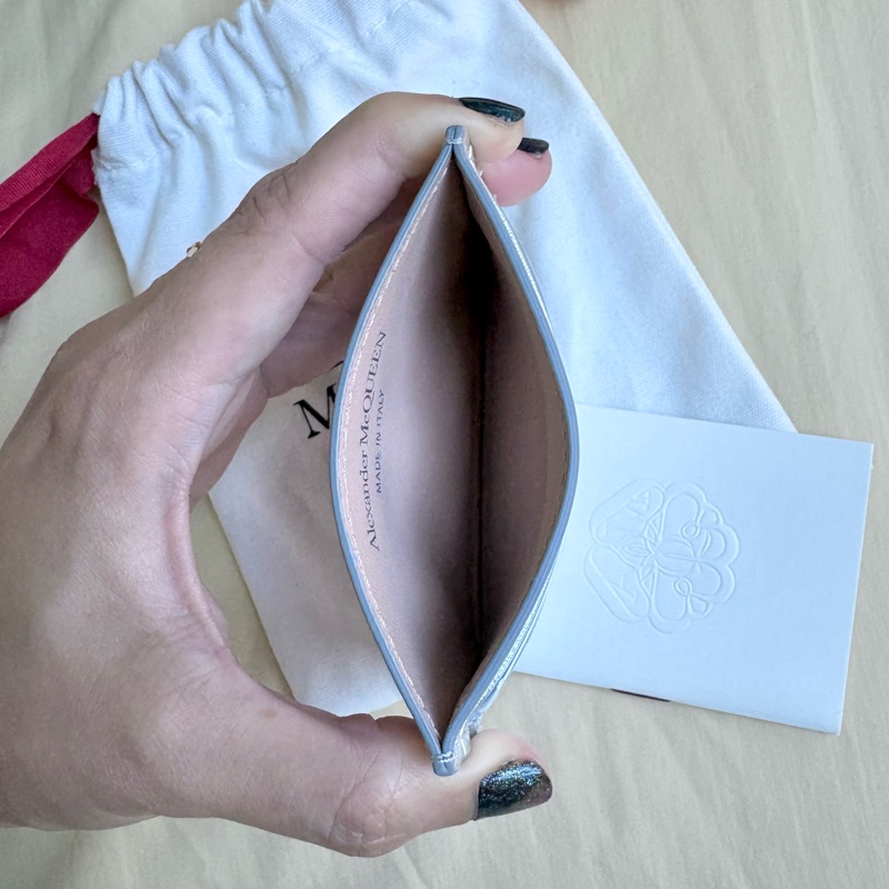 全新 Alexander McQueen 💀銀色金屬牛皮卡夾-3