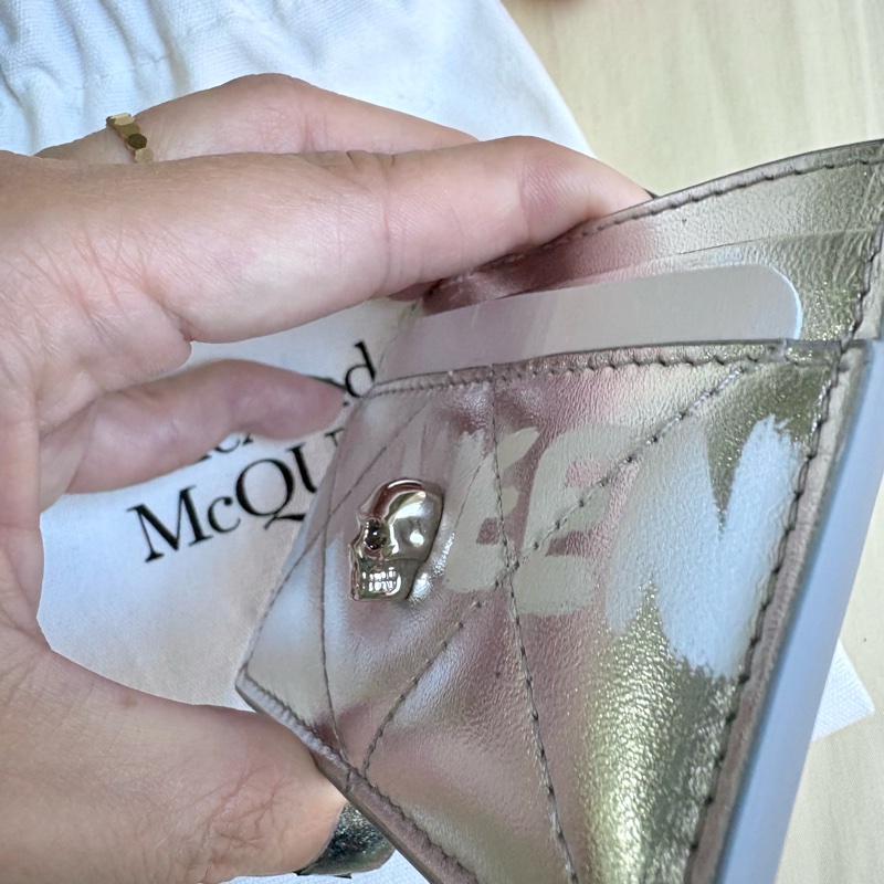 全新 Alexander McQueen 💀銀色金屬牛皮卡夾-6