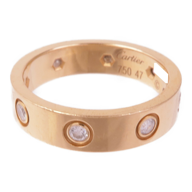 CARTIER 18K黃金Love Ring 8 Diamond鑽石戒指US#4-2