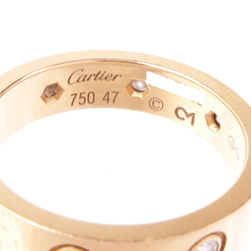 CARTIER 18K黃金Love Ring 8 Diamond鑽石戒指US#4-4