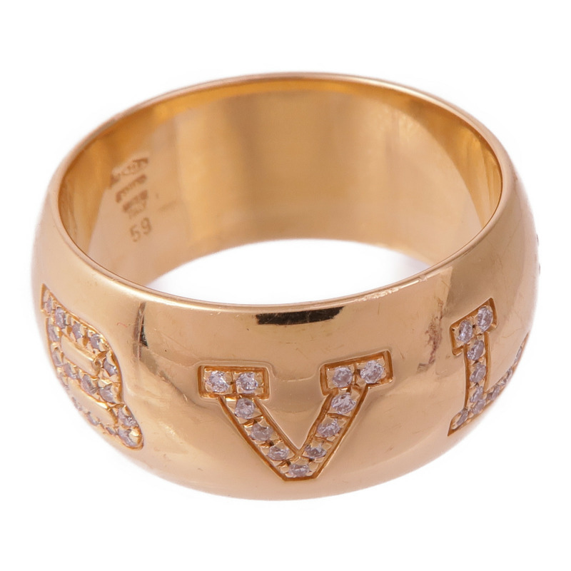 BVLGARI 18K玫瑰金Bulgari Monologo Diamond鑽石戒指US#8.5/BVLGARI#59-3