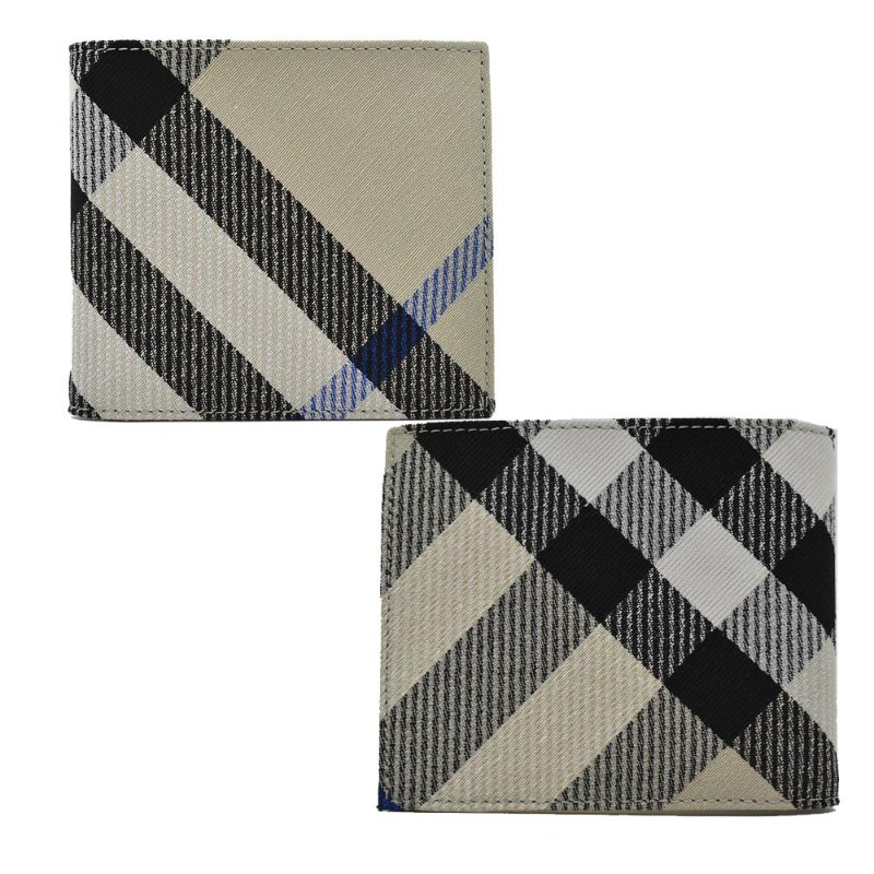 【門市全新現貨】BURBERRY 經典織布格紋八卡對開短夾皮夾 (附原廠防塵袋)-0