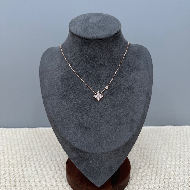 LV 粉貝母鑽石項鍊 玫瑰金-0