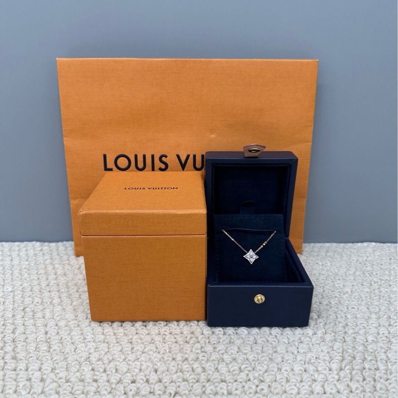 LV 粉貝母鑽石項鍊 玫瑰金-1