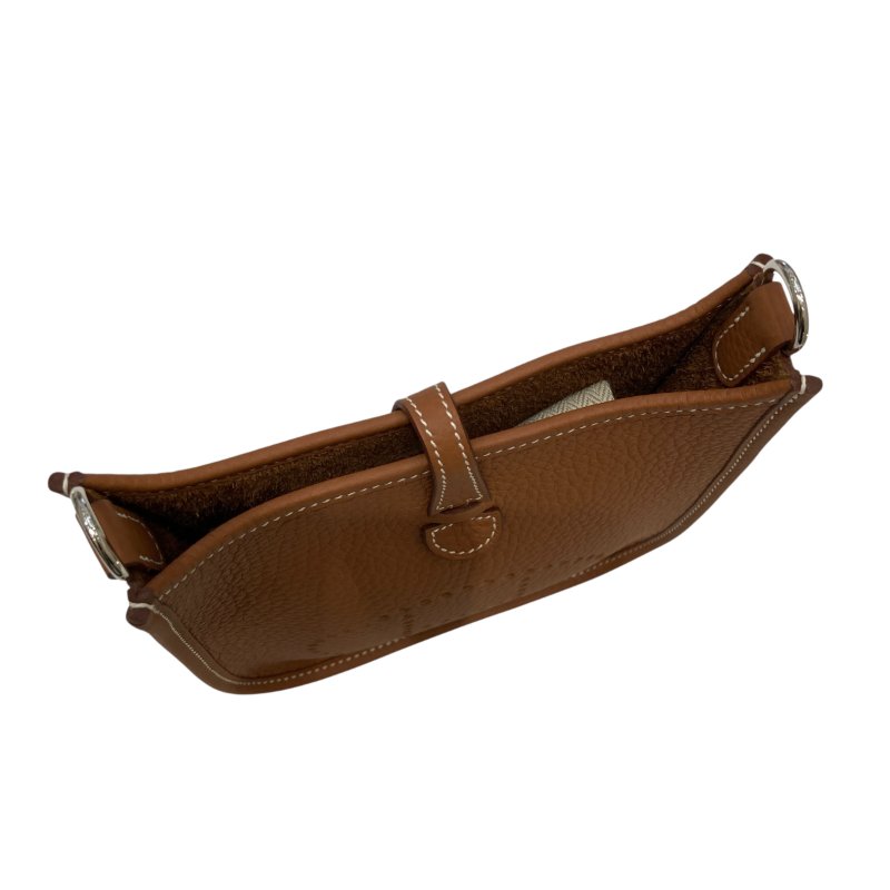 HERMES 愛馬仕 Evelyne16 W刻 皮革 肩背包 棕色 銀釦-6