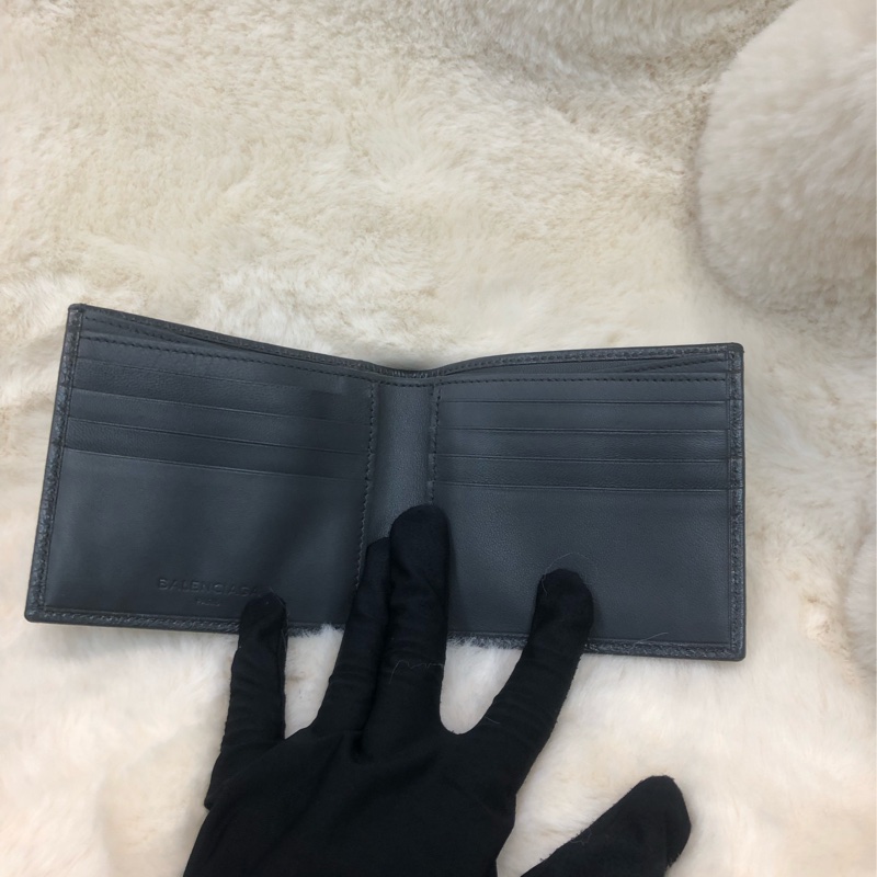 Balenciaga 灰色 皮革 短銀包 O239NY-5