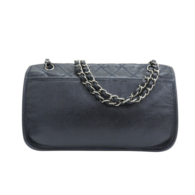 藍色 荔枝紋牛皮 Beauty Split Pocket 鍊帶肩背包 無卡【CHANEL 香奈兒】-1