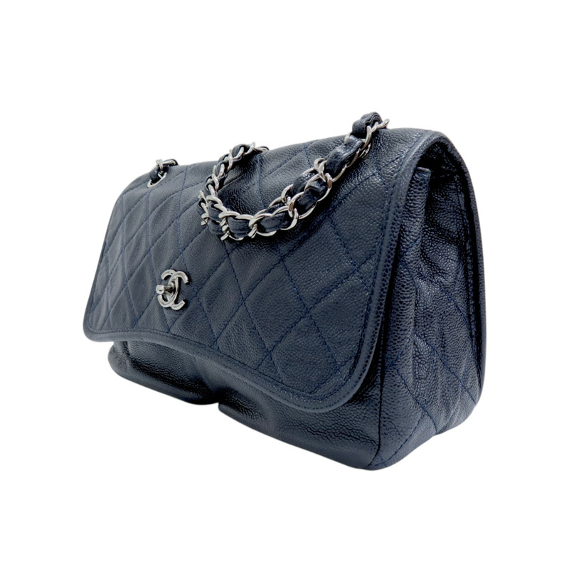 藍色 荔枝紋牛皮 Beauty Split Pocket 鍊帶肩背包 無卡【CHANEL 香奈兒】-2