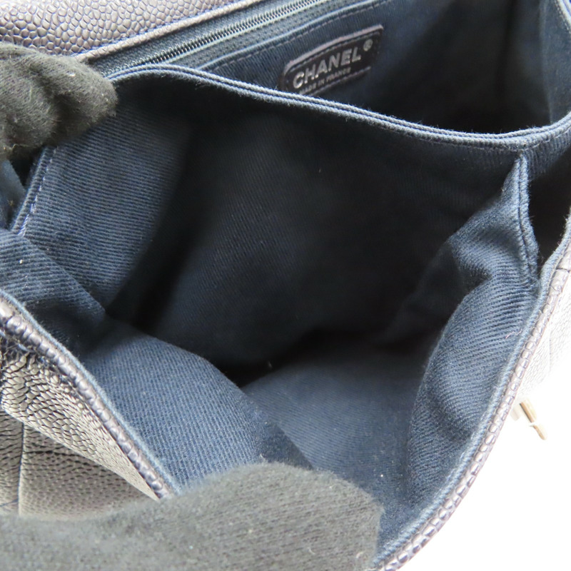 藍色 荔枝紋牛皮 Beauty Split Pocket 鍊帶肩背包 無卡【CHANEL 香奈兒】-5