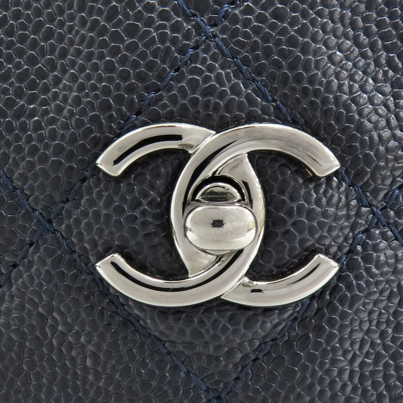 藍色 荔枝紋牛皮 Beauty Split Pocket 鍊帶肩背包 無卡【CHANEL 香奈兒】-9