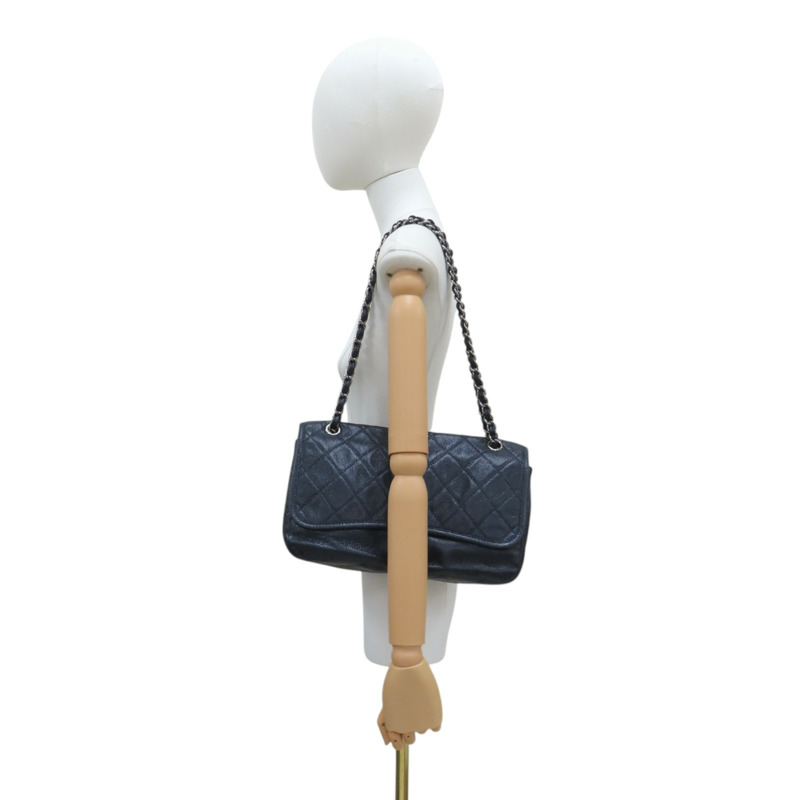 藍色 荔枝紋牛皮 Beauty Split Pocket 鍊帶肩背包 無卡【CHANEL 香奈兒】-12