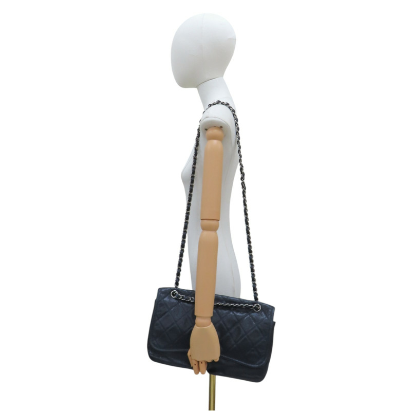 藍色 荔枝紋牛皮 Beauty Split Pocket 鍊帶肩背包 無卡【CHANEL 香奈兒】-13