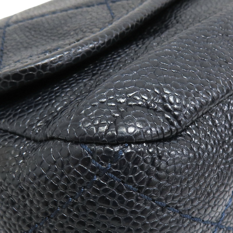 藍色 荔枝紋牛皮 Beauty Split Pocket 鍊帶肩背包 無卡【CHANEL 香奈兒】-14