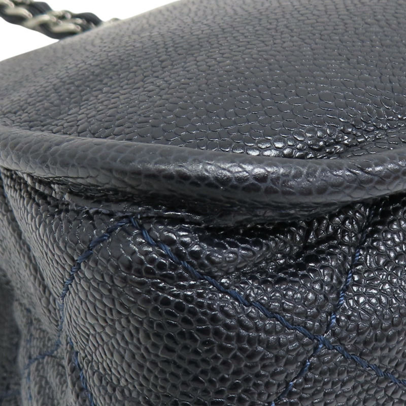 藍色 荔枝紋牛皮 Beauty Split Pocket 鍊帶肩背包 無卡【CHANEL 香奈兒】-16