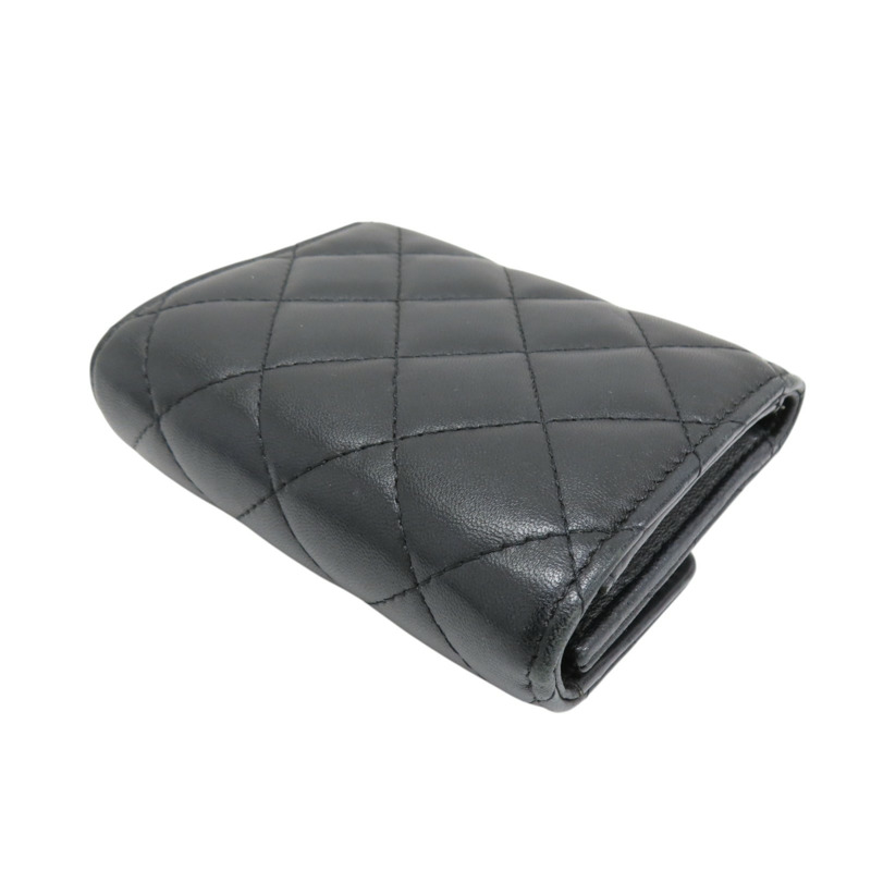 黑色 皮革 彩色雙C 三折短夾 無卡-3