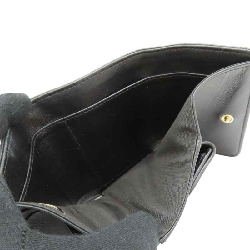 黑色 皮革 彩色雙C 三折短夾 無卡-5