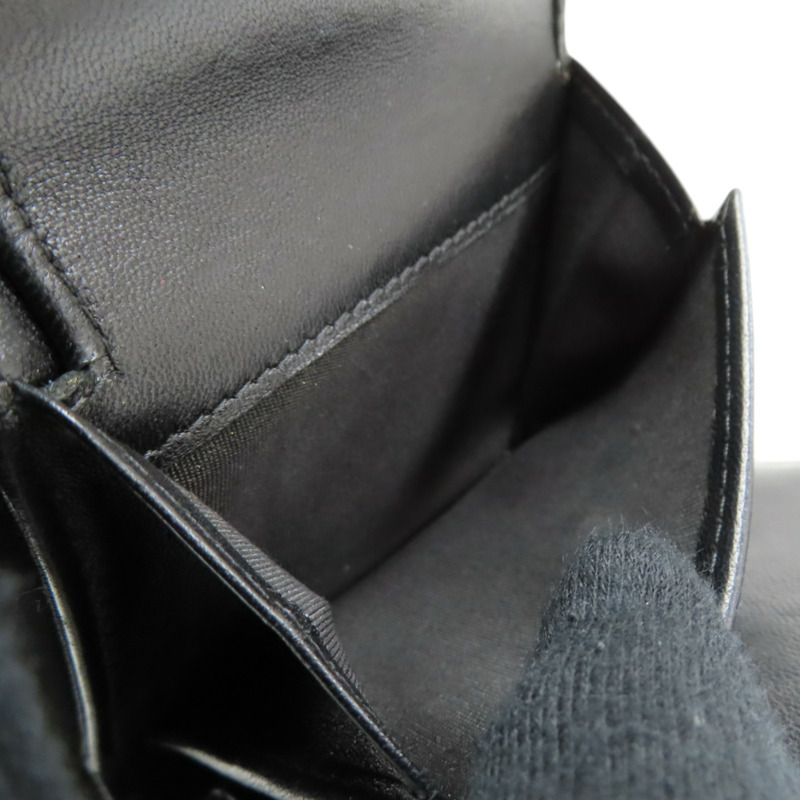 黑色 皮革 彩色雙C 三折短夾 無卡-6