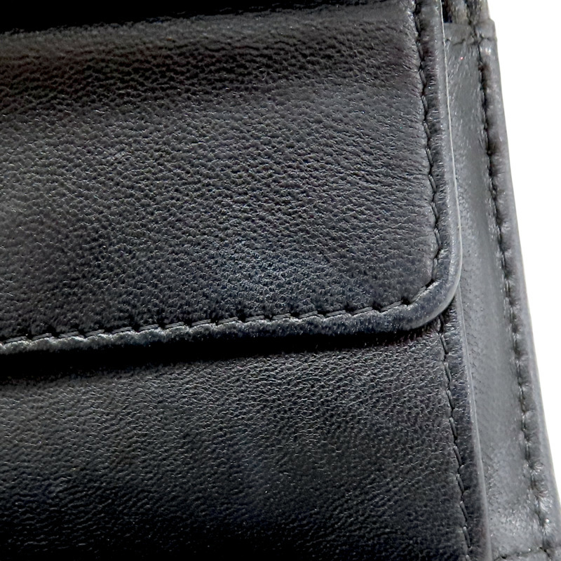 黑色 皮革 彩色雙C 三折短夾 無卡-17