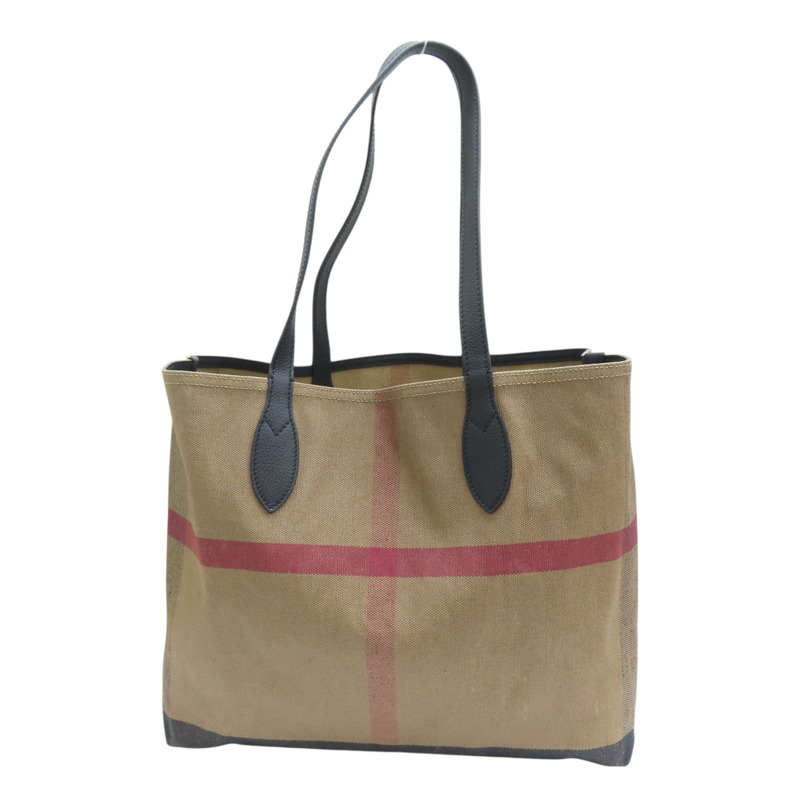 棕色 格紋 帆布 tote 手提包-1
