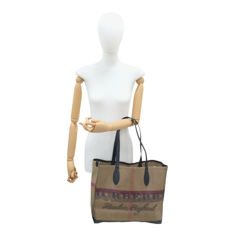 棕色 格紋 帆布 tote 手提包-7