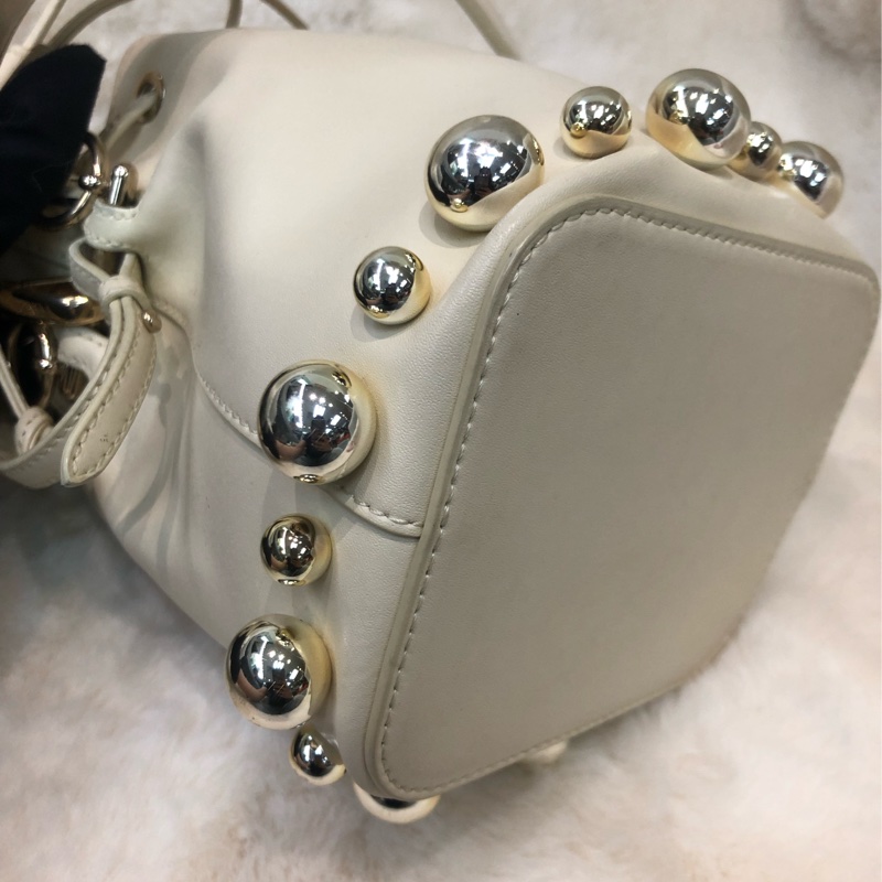 Fendi 米白色銀波波水桶袋 XB678-3