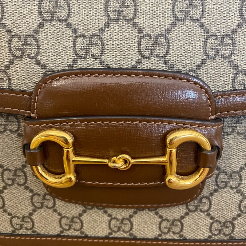 Gucci/古馳 烏木烏木色拼老花1955馬鞍包 小號 可單肩斜挎-1