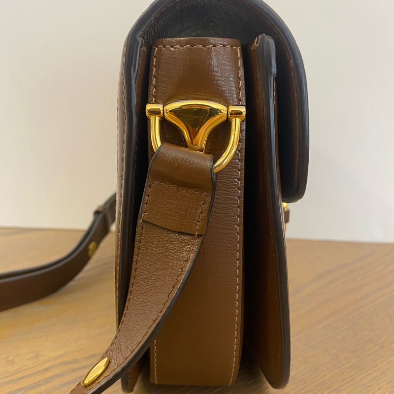 Gucci/古馳 烏木烏木色拼老花1955馬鞍包 小號 可單肩斜挎-3