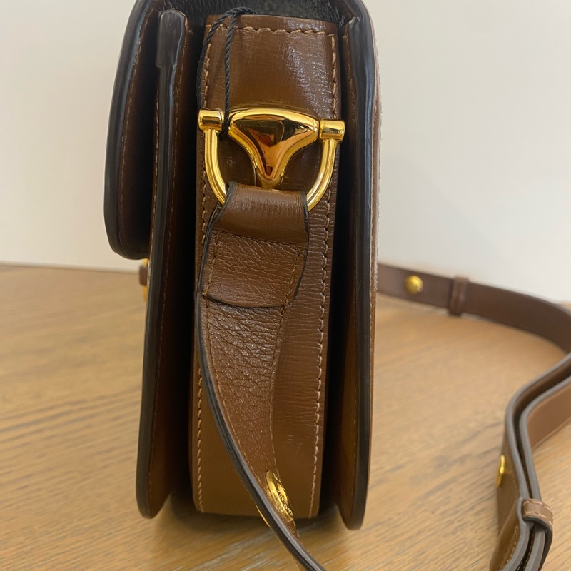 Gucci/古馳 烏木烏木色拼老花1955馬鞍包 小號 可單肩斜挎-4