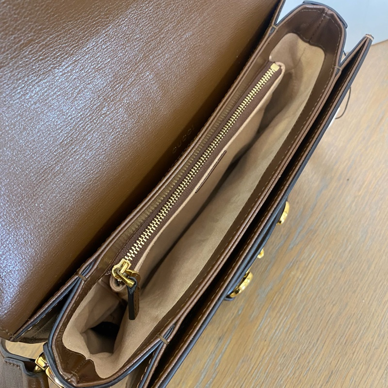 Gucci/古馳 烏木烏木色拼老花1955馬鞍包 小號 可單肩斜挎-6