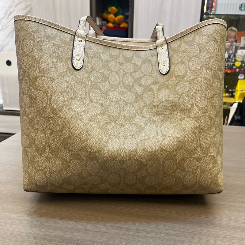 （500可售，先搶先贏 ）Coach 經典 托特包 雙面/兩面 白色/咖啡-2