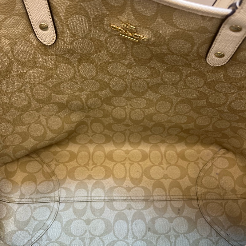 （500可售，先搶先贏 ）Coach 經典 托特包 雙面/兩面 白色/咖啡-8