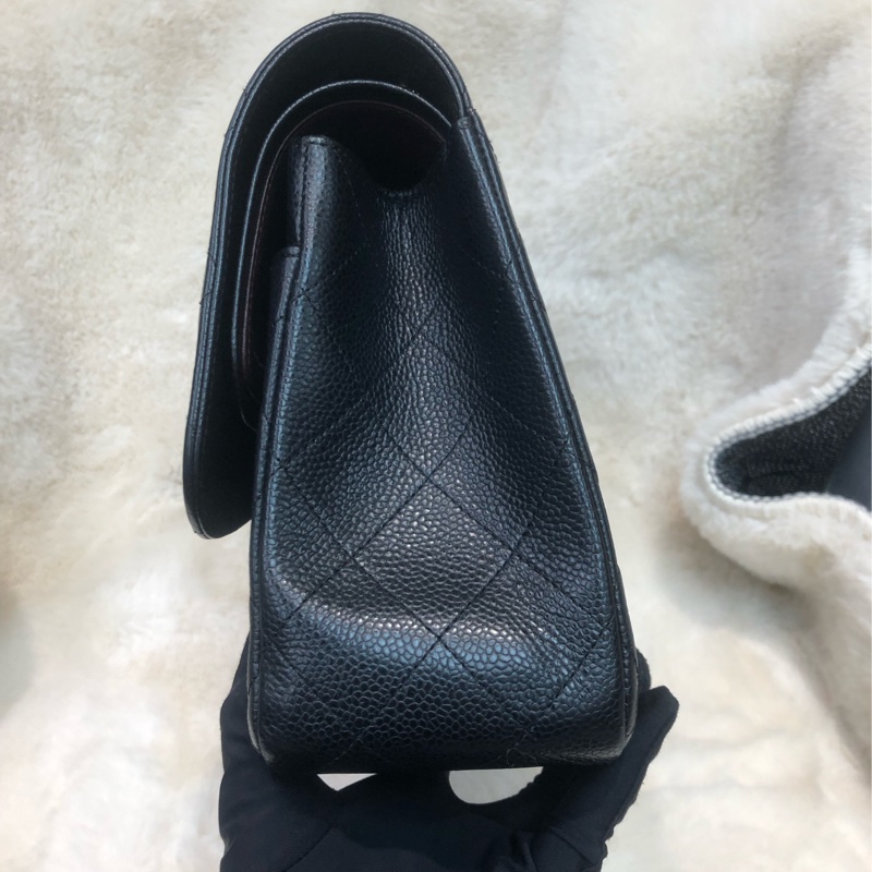 Chanel Jumbo 30 黑銀 荔枝牛皮 XB677-3