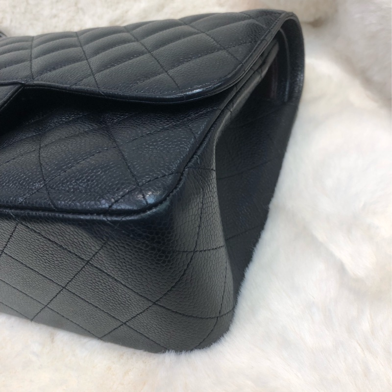 Chanel Jumbo 30 黑銀 荔枝牛皮 XB677-6