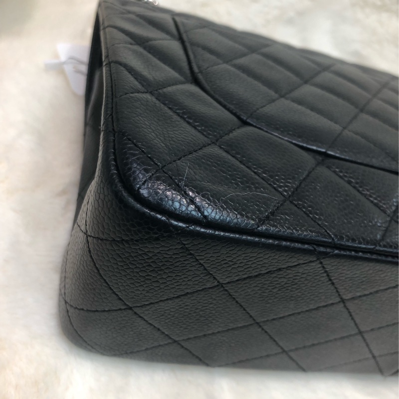 Chanel Jumbo 30 黑銀 荔枝牛皮 XB677-7