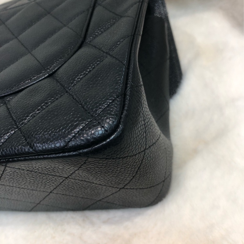 Chanel Jumbo 30 黑銀 荔枝牛皮 XB677-8