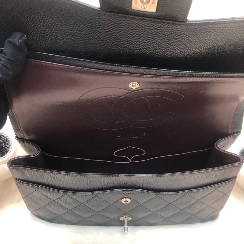 Chanel Jumbo 30 黑銀 荔枝牛皮 XB677-13