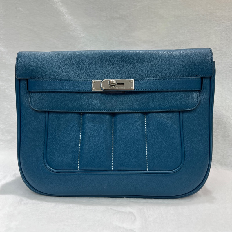 Hermès Berline28 Blue evercolor 手袋框R 2014 (I673)-0